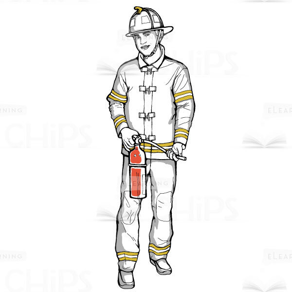 Firefighter Hand-Drawn Vector Character-0
