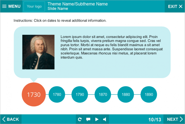 Timeline with Round Buttons — Templates for eLearning Developers