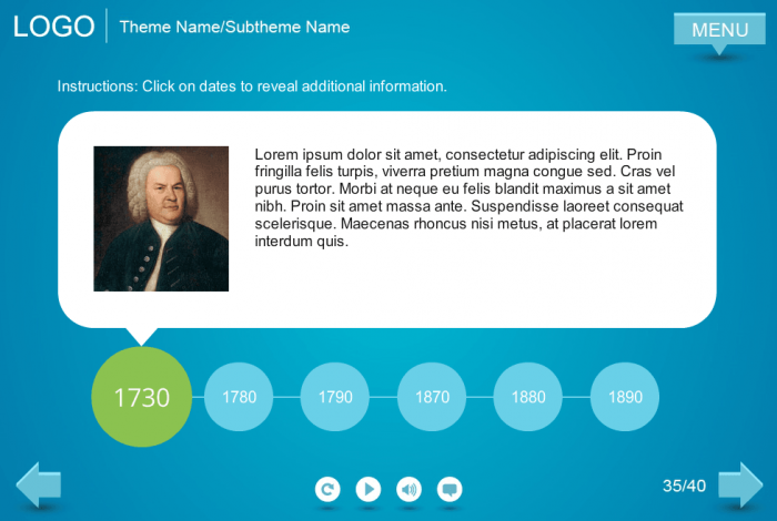 Timeline with Round Buttons — Templates for eLearning Developers