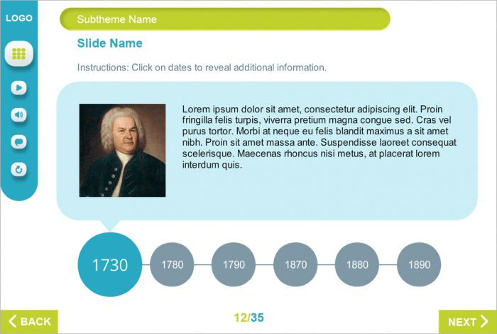 Timeline with Round Buttons — Templates for eLearning Developers