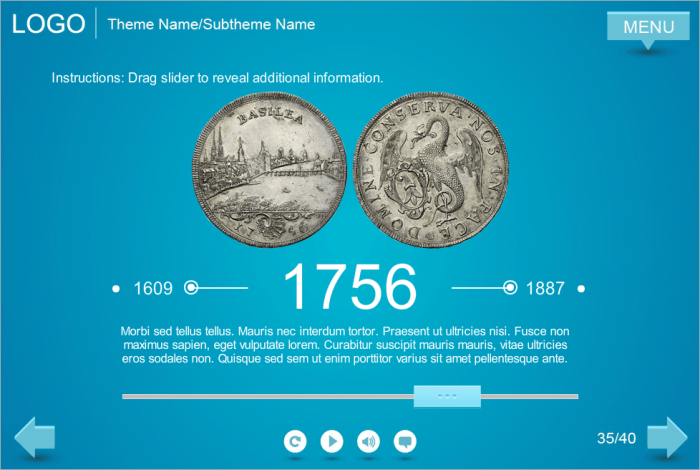 Timeline with Slider — Blue Colored Templates for Articulate Storyline