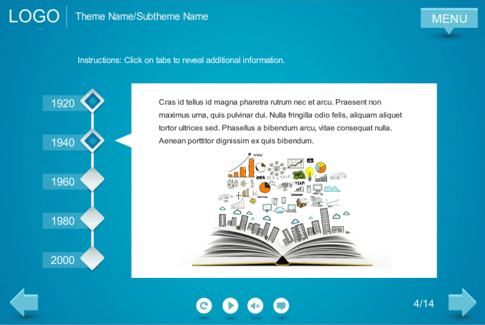Timeline with Rhombus Buttons — eLearning Templates for Articulate Storyline