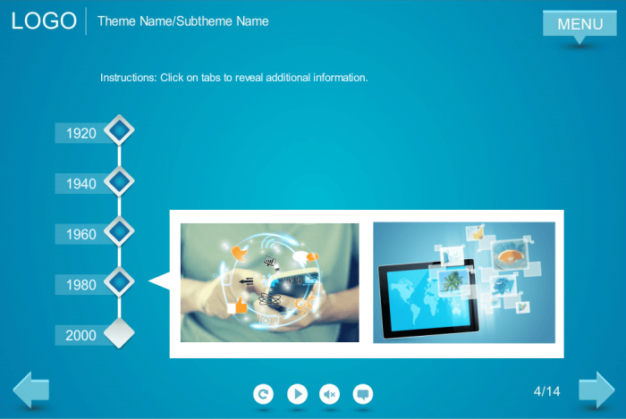 Blue Colored Timeline — Storyline Sample Slide