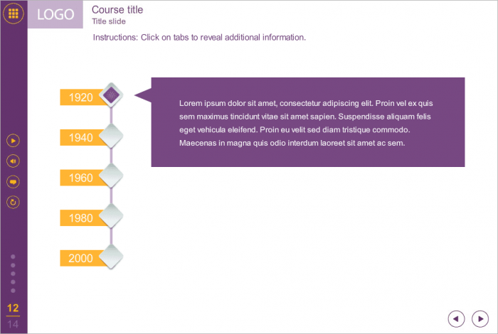 Timeline with Rhombus Buttons — eLearning Templates for Artoculate Storyline