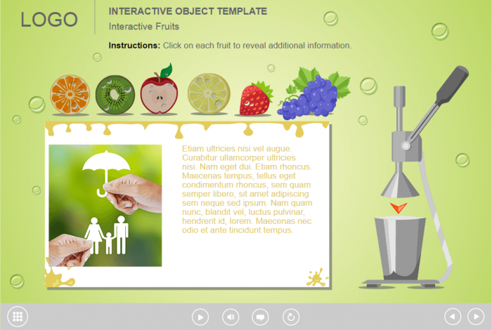 Fruits Buttons — Gamified Lectora Templates