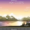 Mountain Landscape Vector Background Package-16366