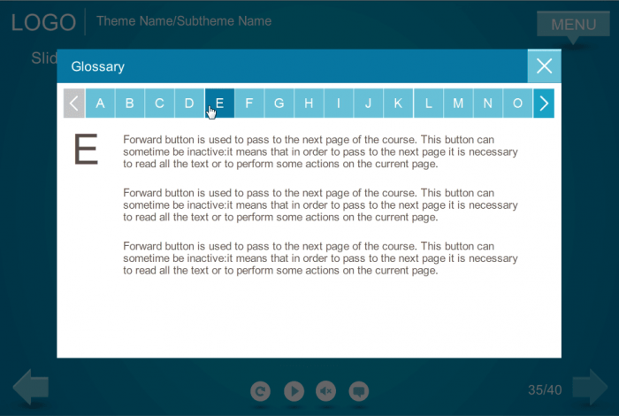 Glossary Page — Articulate Storyline Template Set