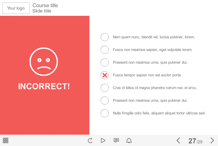Single Choice Test With Wrong Answer — eLearning Storyline Course