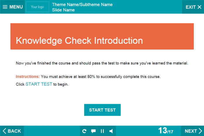 Pre-Test Slide — Download Lectora Template Package