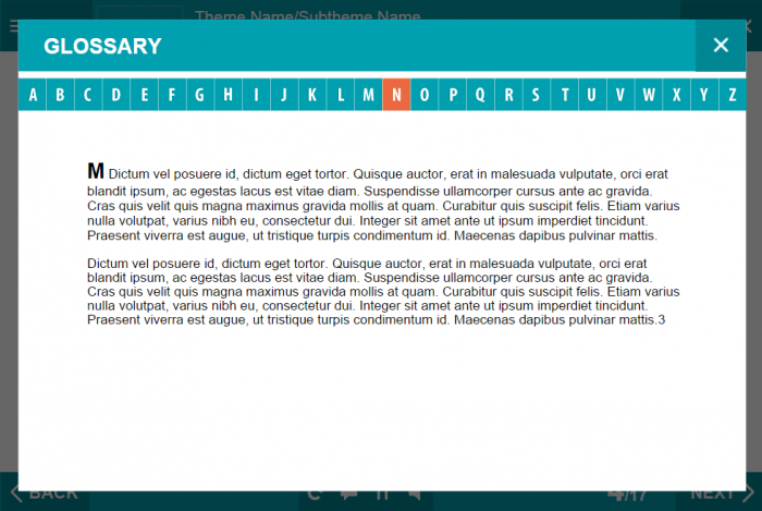 Glossary Page — Lectora Publisher Template Set