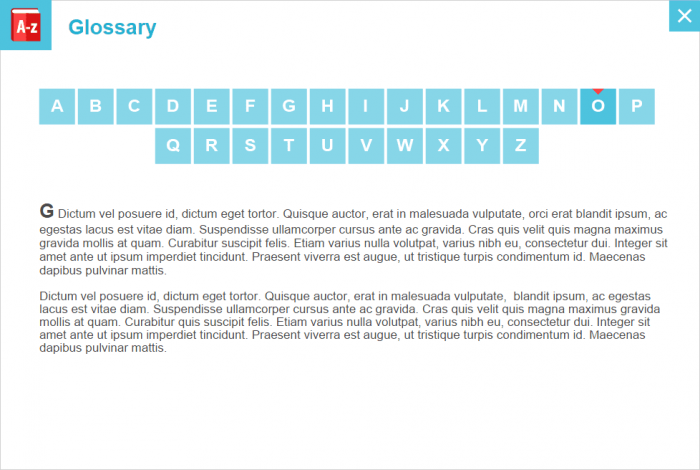 Glossary Page on White Background — Trivantis Lectora Template Set