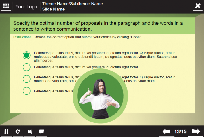 Single Choice Test With Correct Answer — eLearning Lectora Course