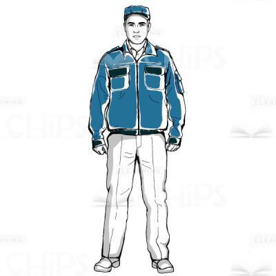 Hand-Drawn Security Man Vector Character-0