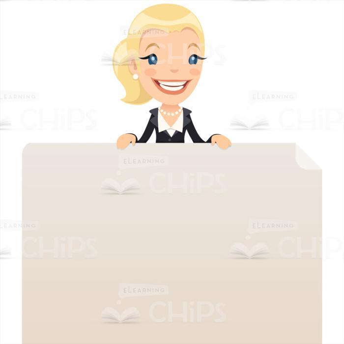Business Woman Stands Over Empty Blank Vector Character-0