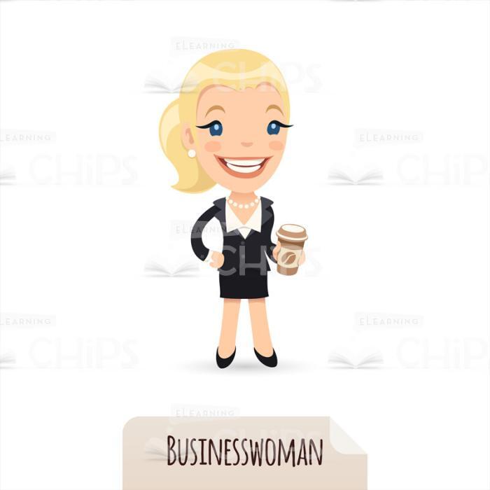Businesswoman With a Cup of Coffee Vector Character-0