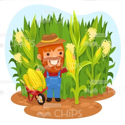Bearded Farmer Grows Maize Vector Character-0