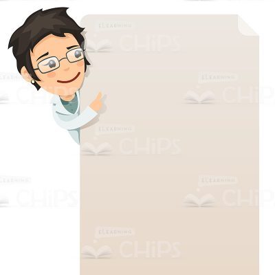 Female Doctor Pointing At Empty Poster Vector Character-0