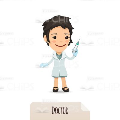 Female Doctor Holds a Syringe Vector Character-0