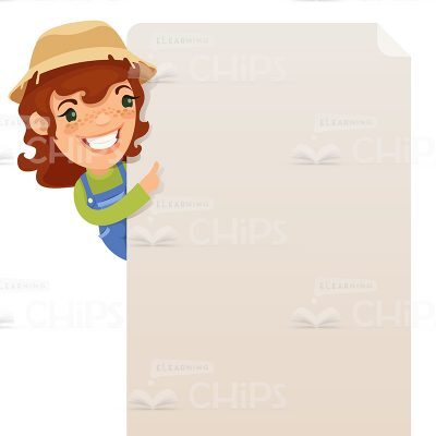 Female Farmer Pointing At Empty Vertical Poster Vector Character-0