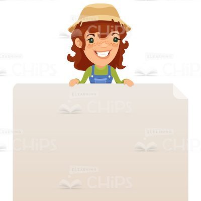 Female Farmer Stands Over The Empty Poster Vector Character-0