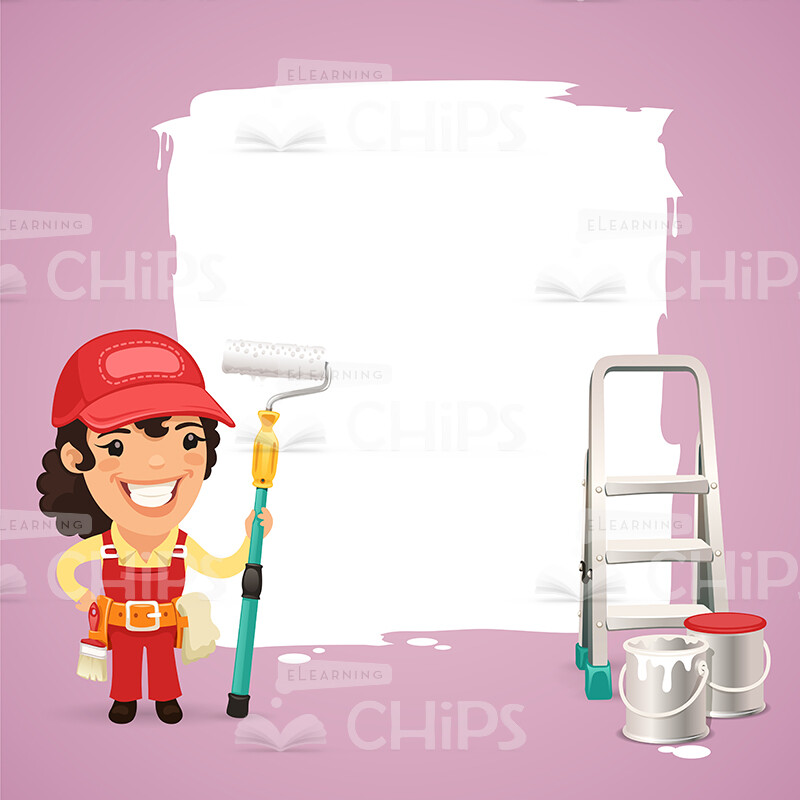 Female Painter Vector Character With Background-0