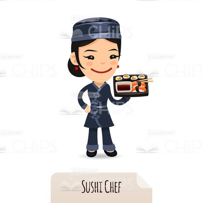 Female Sushi Chef Vector Character-0