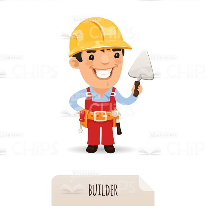 Young Builder With Trowel Vector Character-0