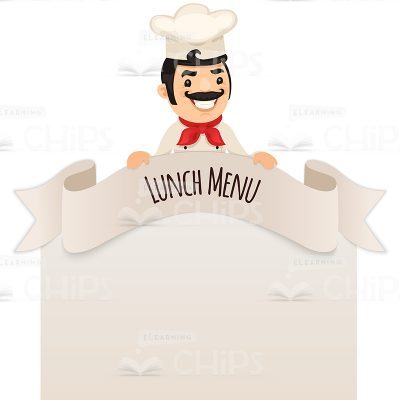 Chef Stands Over Lunch Menu Blank Vector Character-0