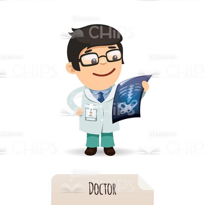 Young Doctor Looks At X-Ray Vector Character-0