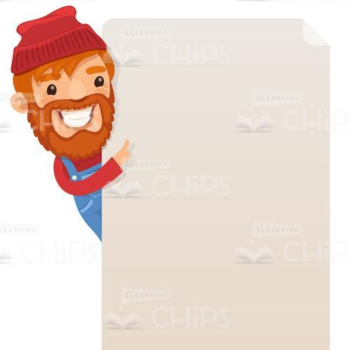 Bearded Farmer Pointing At Poster Vector Character-0