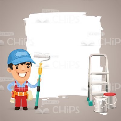 Young Painter Vector Character With Background-0