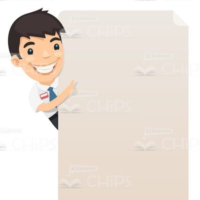 Young Manager Points At Empty Poster Vector Character-0