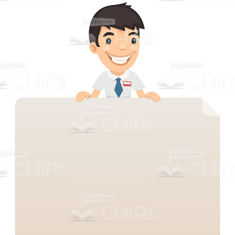 Young Male Manager Stands Over Poster Vector Character-0
