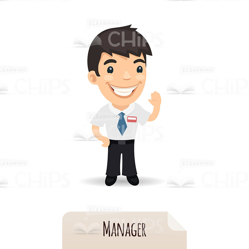 Young Manager Waving Hand Vector Character-0