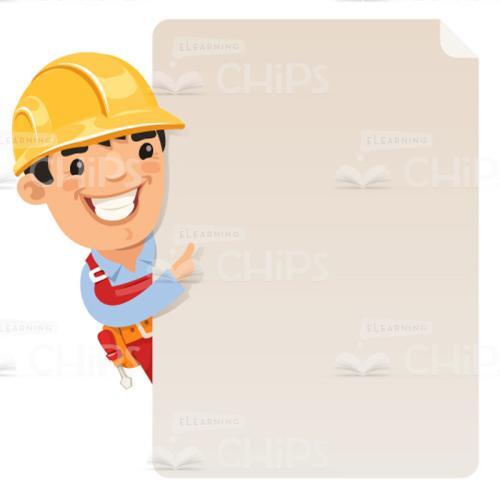 Young Builders With Empty Blanks Vector Character Set-17311