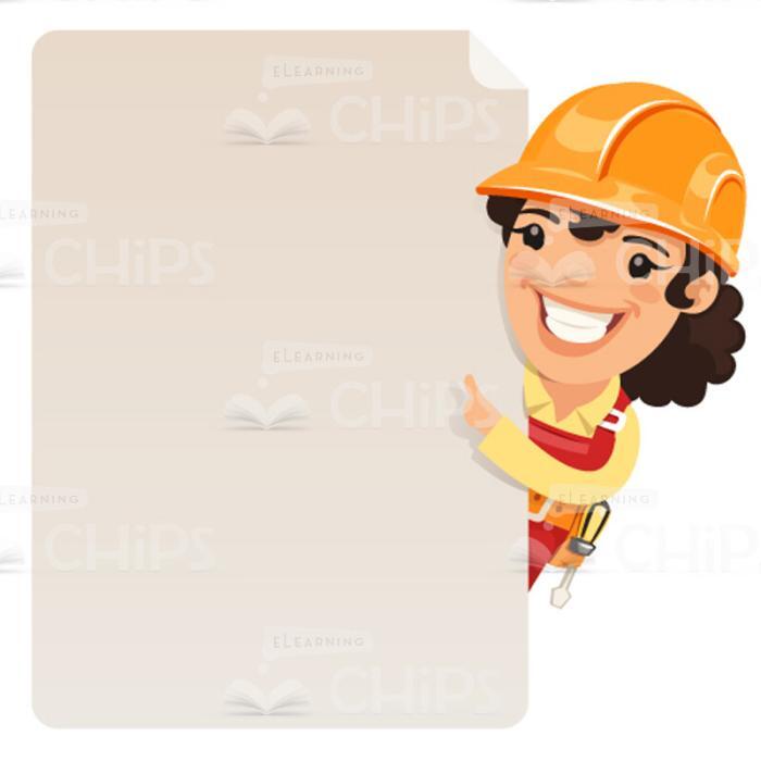 Young Builders With Empty Blanks Vector Character Set-17312