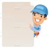 Young Builders With Empty Blanks Vector Character Set-17313