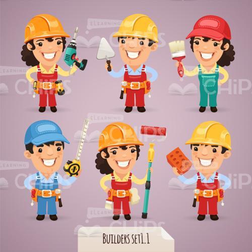 Constructors With Building Equipment Vector Character Set-0
