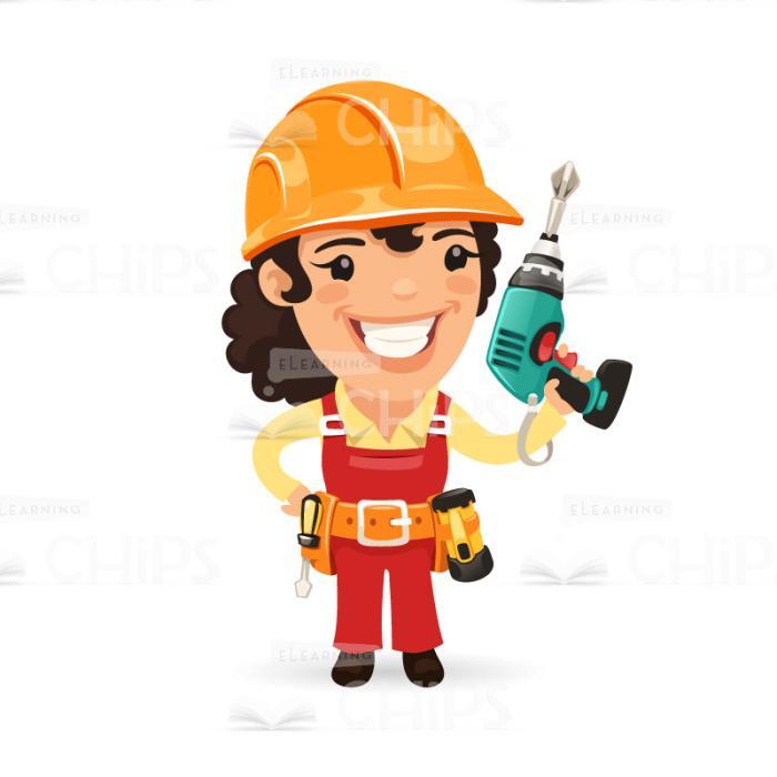 Constructors With Building Equipment Vector Character Set-17317