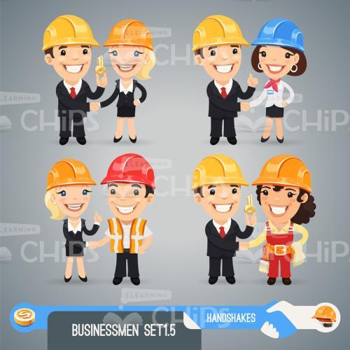 People in Hard Hats Vector Character Set-0
