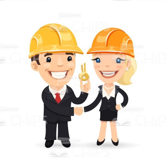 People in Hard Hats Vector Character Set-17354