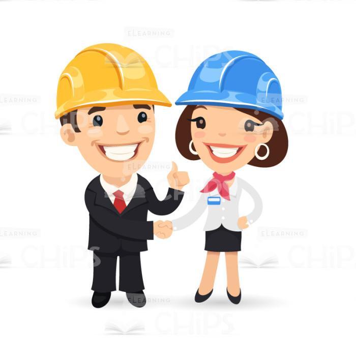 People in Hard Hats Vector Character Set-17355