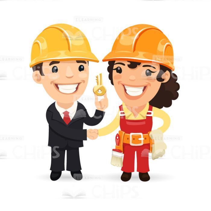 People in Hard Hats Vector Character Set-17357