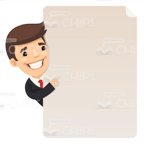 Cheerful Business People With Empty Blanks Vector Character Set-17360
