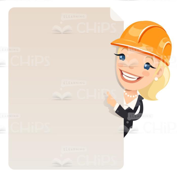 Cheerful Business People With Empty Blanks Vector Character Set-17361