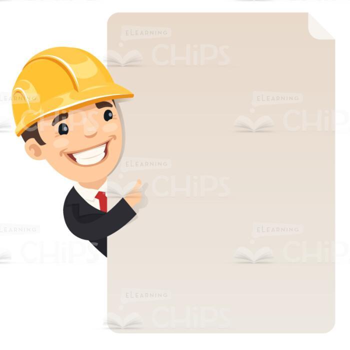 Cheerful Business People With Empty Blanks Vector Character Set-17362