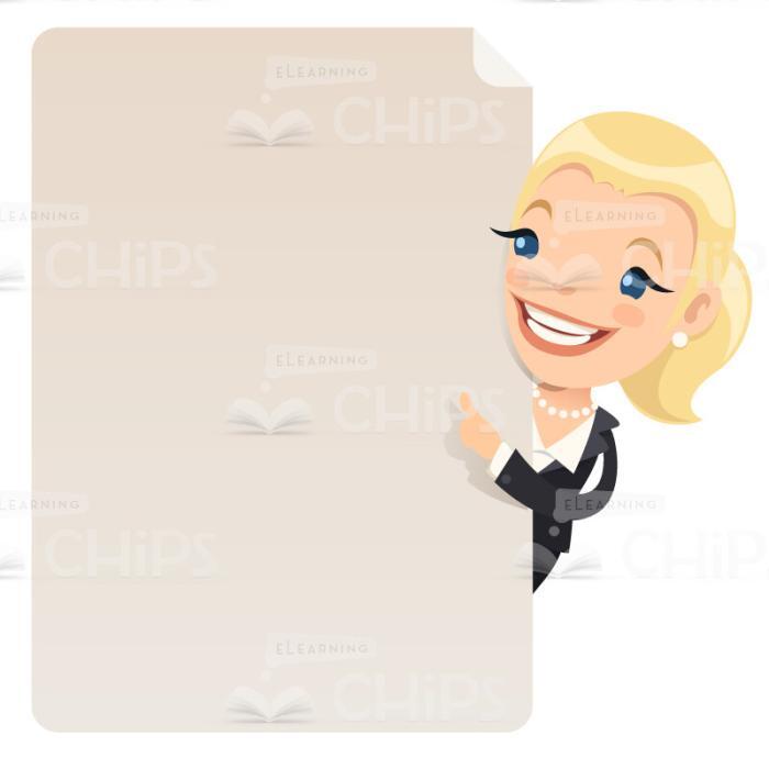 Cheerful Business People With Empty Blanks Vector Character Set-17363
