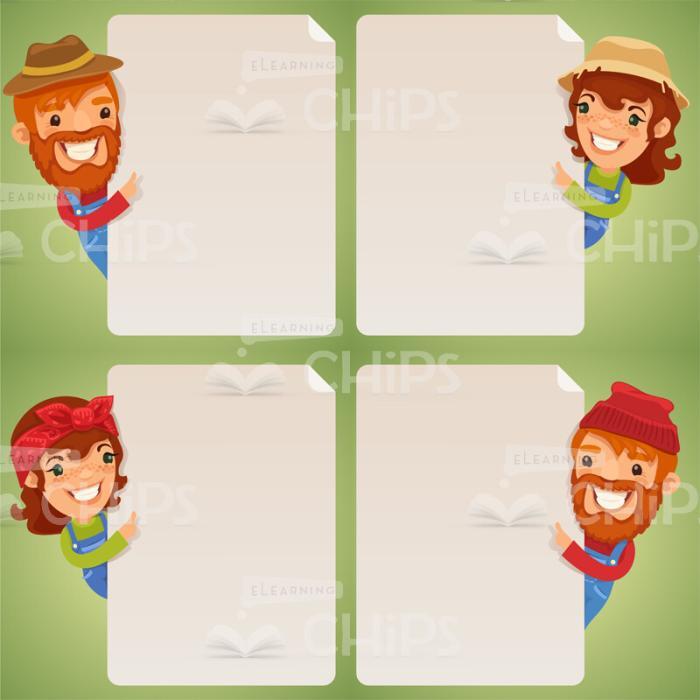 Farmers With Empty Blanks Vector Character Set-0