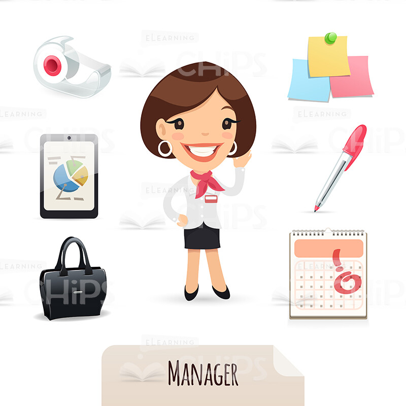 Young Office Manager With Her Business Accessories Vector