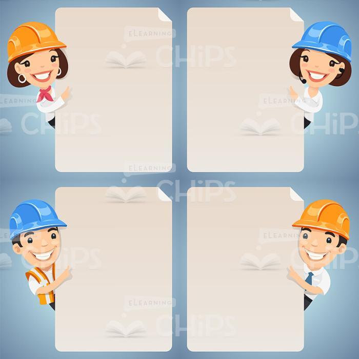 Young Engineers With Empty Blanks Vector Character Set-0
